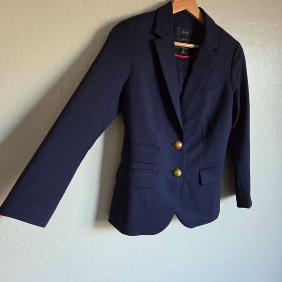 J.Crew Dalton Blazer in Italian Stretch Wool Navy Slim Fit Size Womens 0 Preppy - Picture 4 of 12